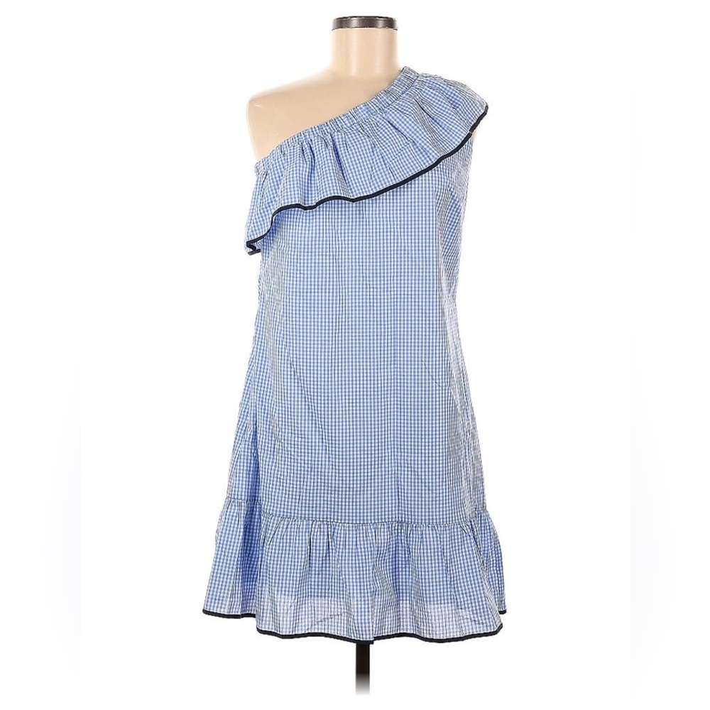 NWT Sail to Sable size Medium Blue Gingham One Shoulder Dress